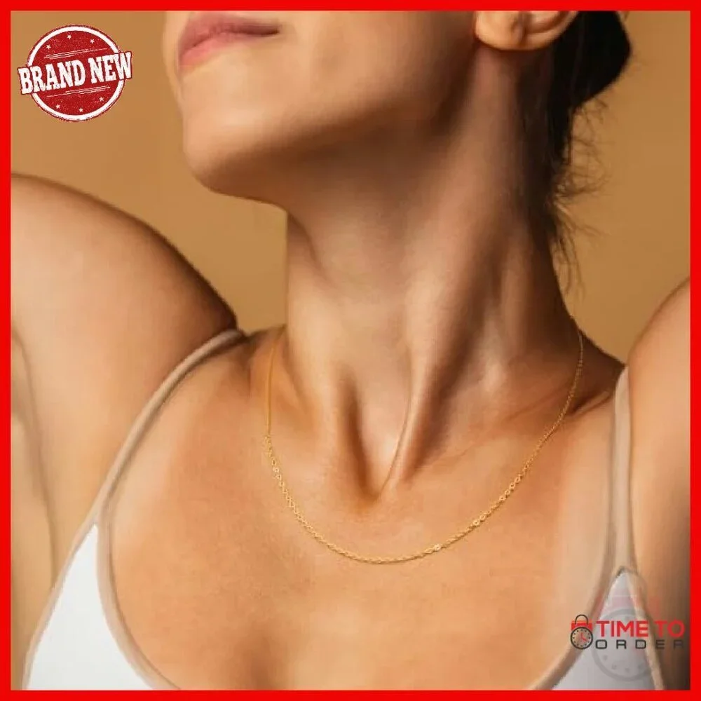14K Gold Plated Dainty Cable Chain Necklace 16-24in Thin